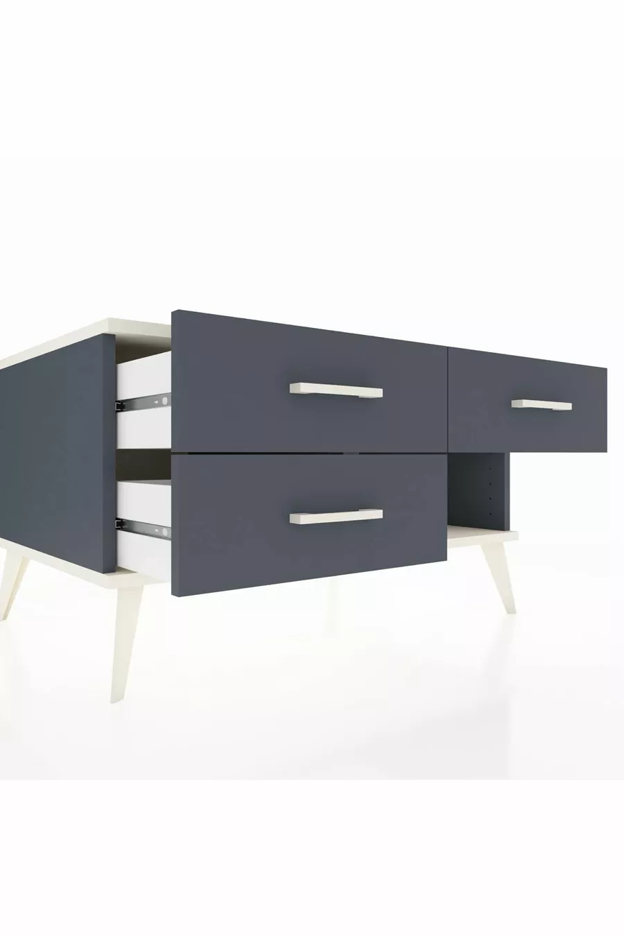 Commode Kronos 3 tiroirs Anthracite-Pierre de lune/Anthracite