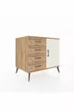 Commode Kronos avec une seule étagère, 4 tiroirs et une porte, Pin-Pierre d'onyx/Pin