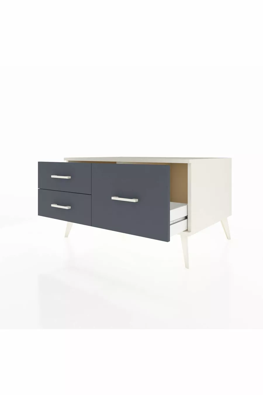 Commode Kronos 3 étagères Pierre de lune / Anthracite