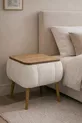 Table de chevet Lina Sandıklı, table de chevet moderne avec pieds en bois recouverte de tissu Teddy