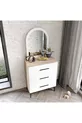 Commode à 3 tiroirs avec miroir, entièrement en MDF, Flora blanc