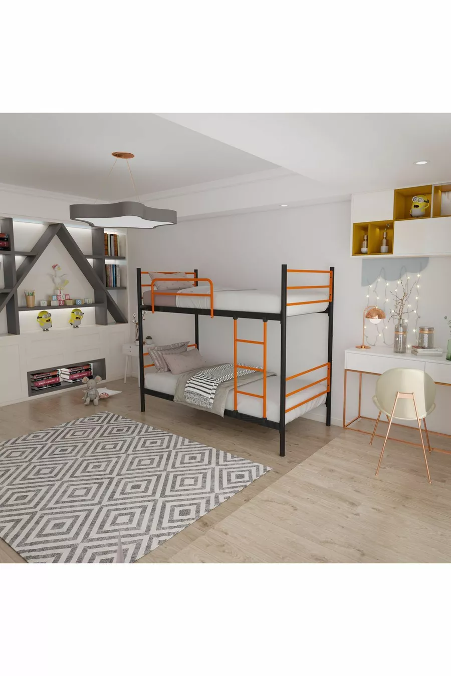 Lit superposé Trend compatible avec matelas Orange Séparable en métal
