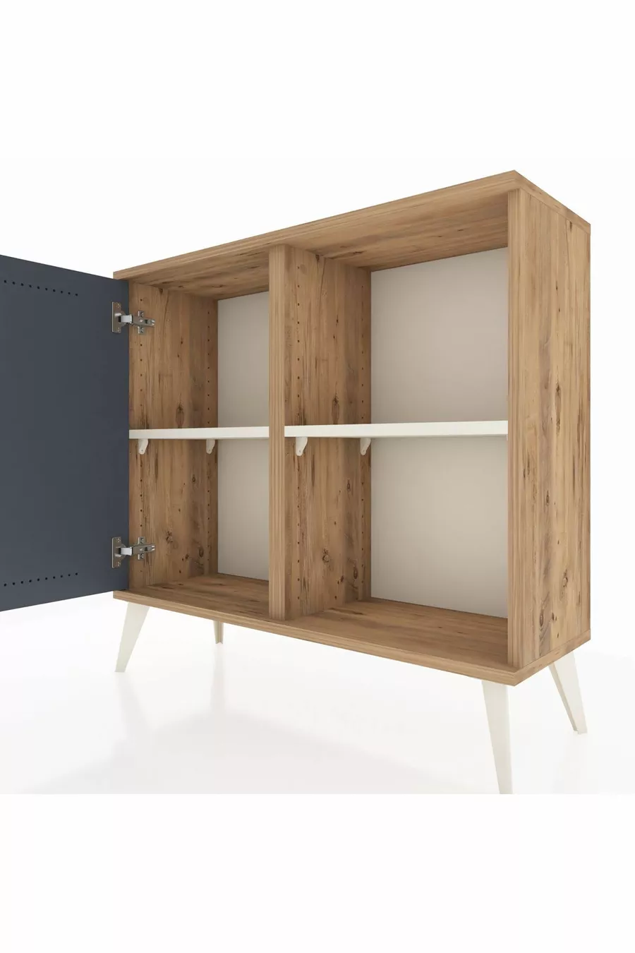 Commode Arges 2 étagères avec 1 porte Pin-Anthracite/Pierre de lune