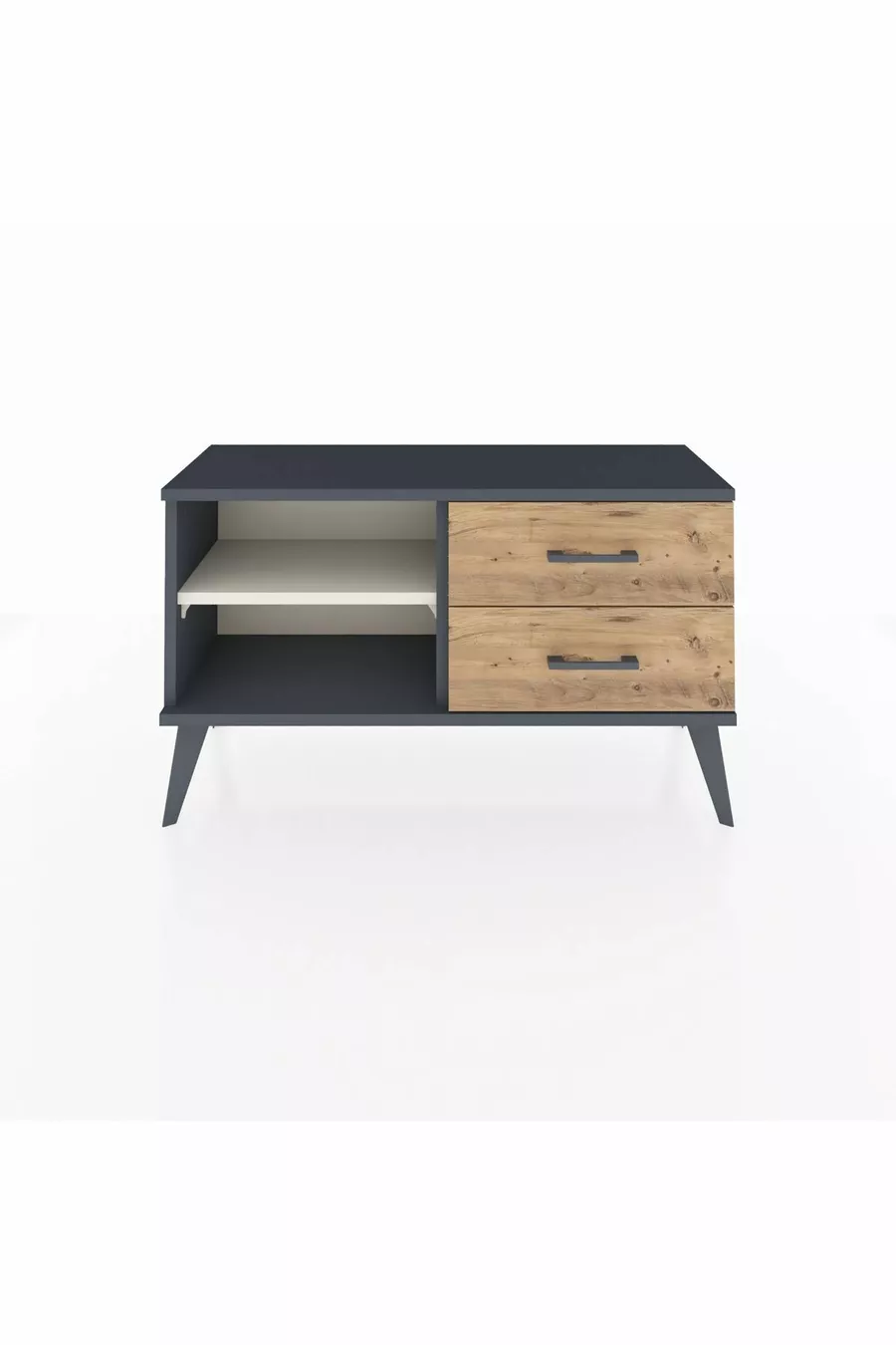 Commode Arges à une étagère et 2 tiroirs Anthracite-Pierre de lune/Merisiers