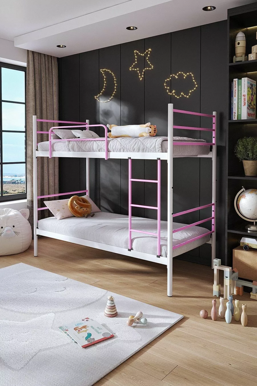 Lit superposé Trend compatible matelas Rose clair Métal démontable