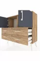 Commode Arges avec 2 étagères, 4 tiroirs et 2 portes, Pin-Anthracite/Pin
