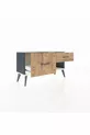 Commode Arges 2 tiroirs Anthracite-Gris pierre / Pin