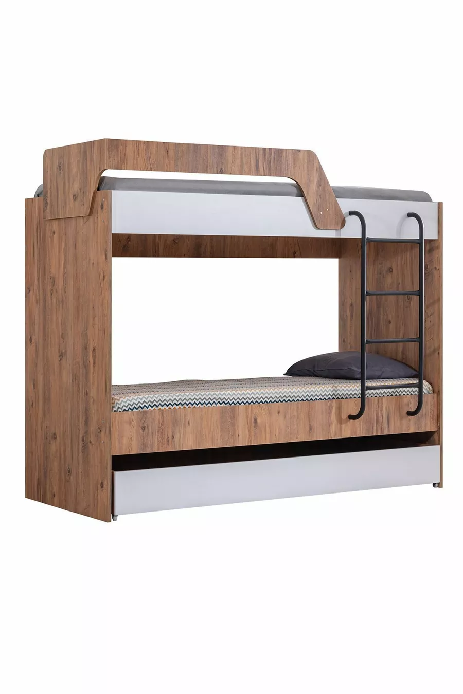 Lits superposés, lit superposé métallique à triple couche avec 3 matelas confort