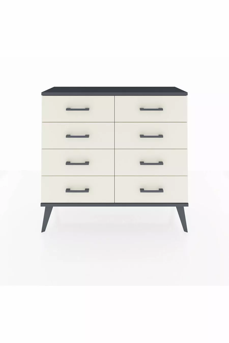 Commode Arges 8 tiroirs Pin-Anthracite/Gris pierre