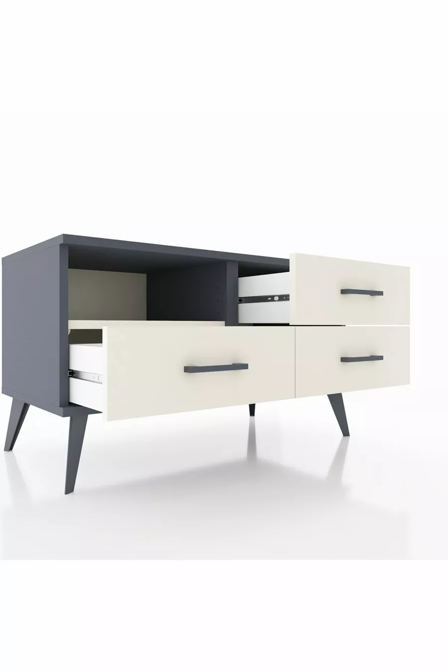 Commode Hyperion à une étagère et trois tiroirs Anthracite-Quartz