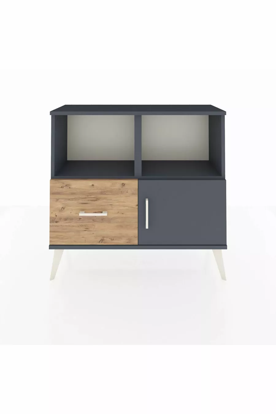 Commode Arges 2 étagères, 1 tiroir, 1 porte, Anthracite/Pin