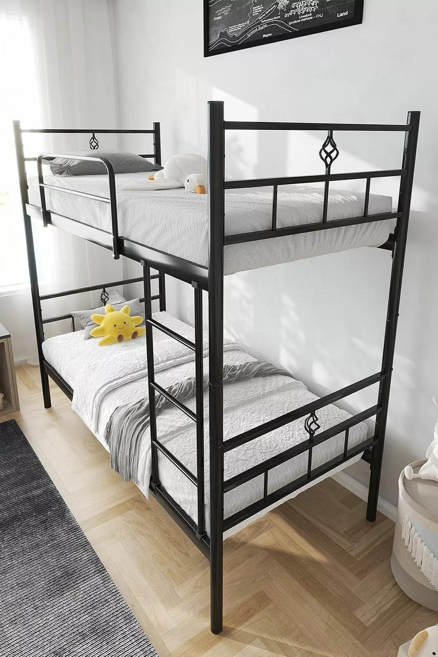 Koza Ranza Lits Superposés en Métal Noir Compatibles avec Matelas, Séparables