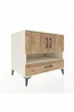 Commode Kronos avec 3 étagères, 1 tiroir et 2 portes, Pierre de Lune-Sapin