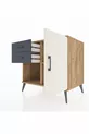 Commode Kronos à une étagère, 2 tiroirs et une porte, pin-gris anthracite
