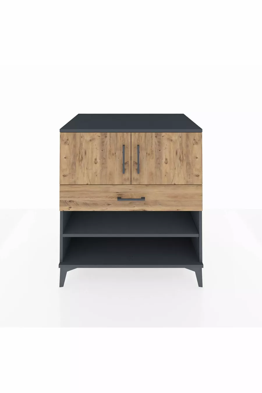 Commode Kronos avec 3 étagères, 1 tiroir et 2 portes, Anthracite-Sapin