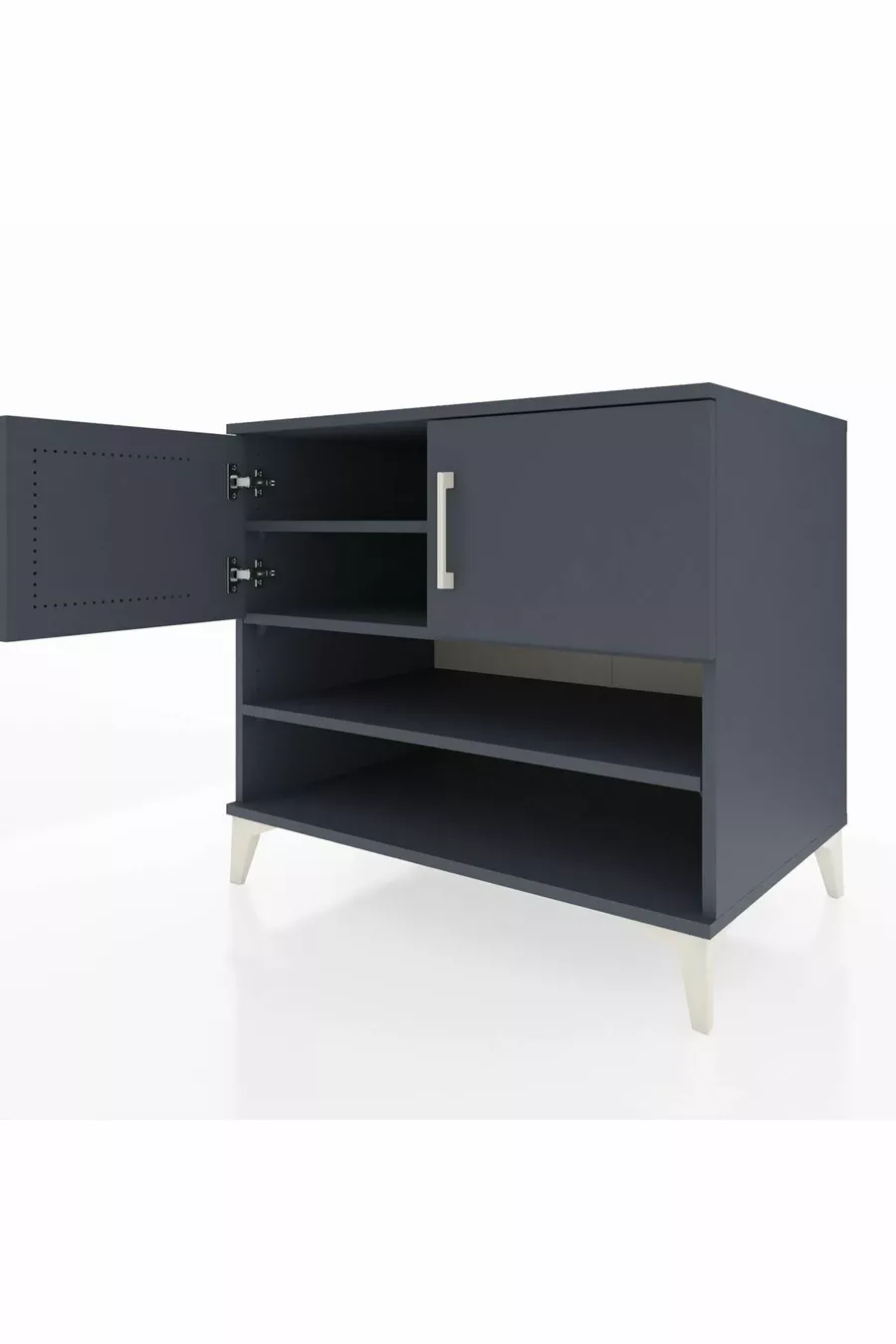 Commode Kronos 3 étagères 2 portes Anthracite-Anthracite