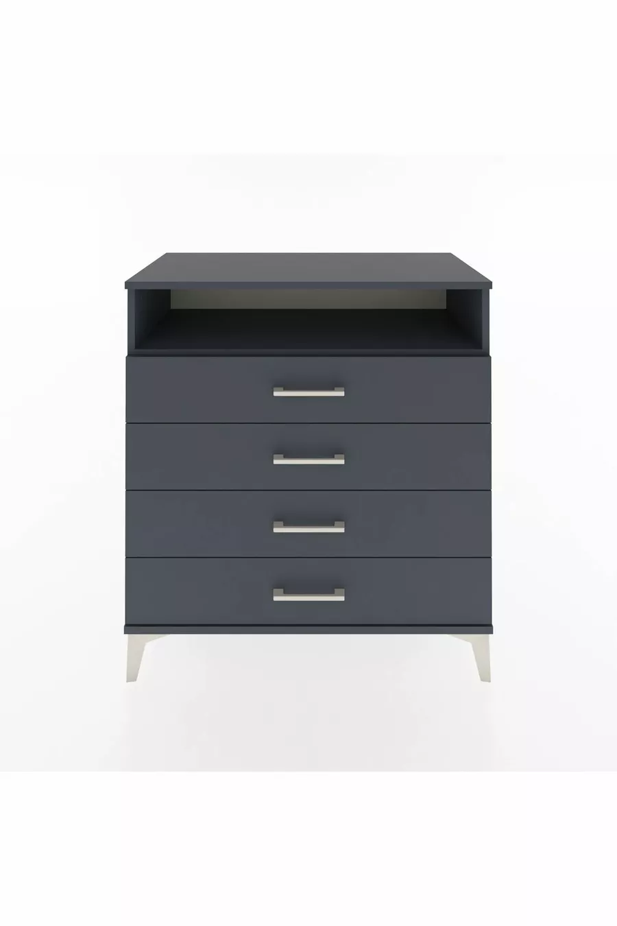 Commode Hyperion à une étagère et 4 tiroirs Anthracite-Anthracite