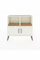 Commode Arges à 2 étagères et 2 portes, Pierre de lune / Pin