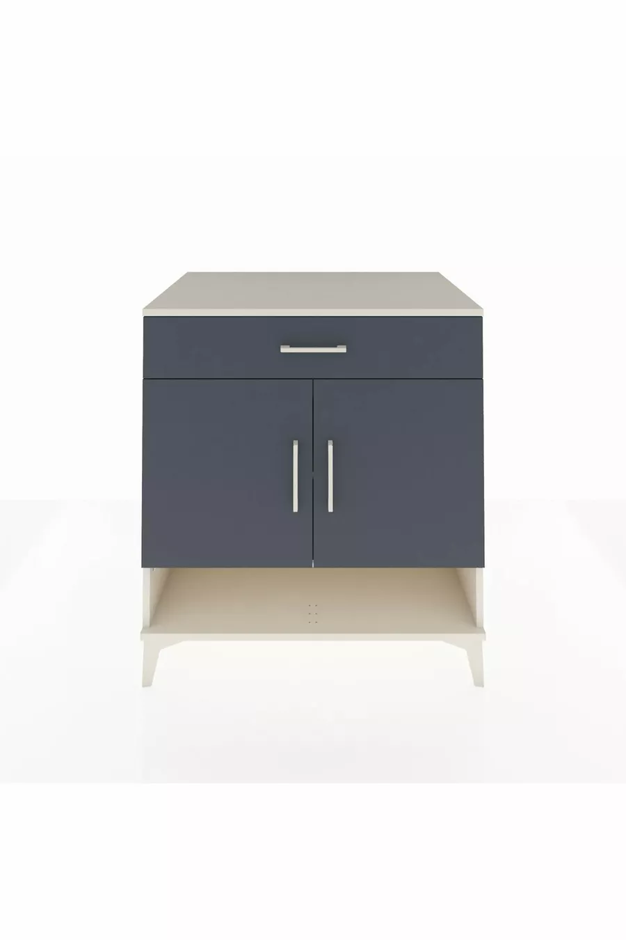 Commode Kronos avec 2 étagères, 1 tiroir et 2 portes, Pierre de Lune-Anthracite