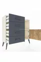Commode Arges avec une étagère, 4 tiroirs et une porte, couleur Pierre de lune-Sapin/Anthracite