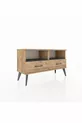 Commode Arges 2 étagères 2 tiroirs Pin-Anthracite/Pin