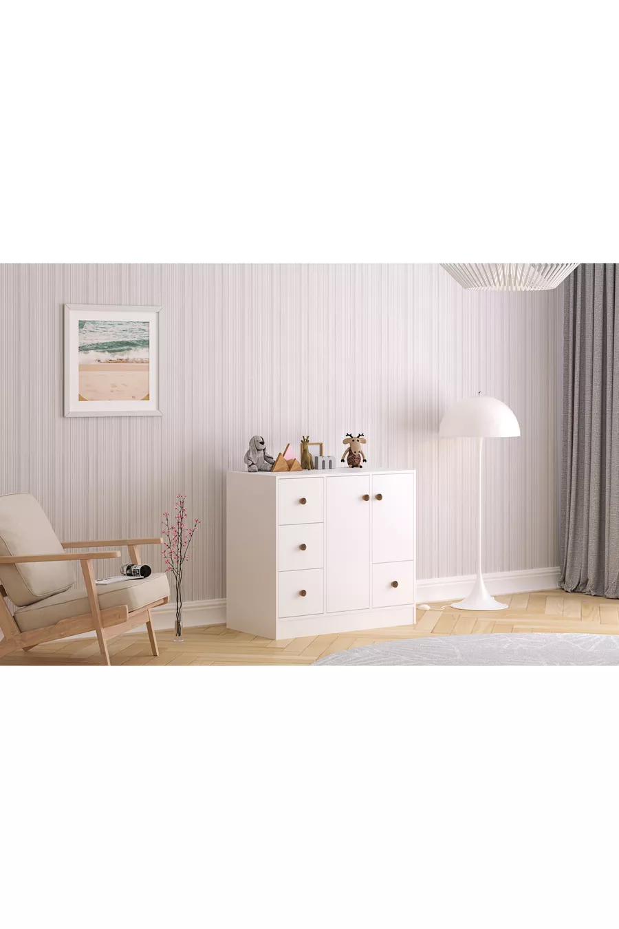 Commode Elif Moderne à 2 Portes et 4 Tiroirs