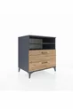 Commode Kronos 2 étagères 2 tiroirs Anthracite-Bois de pin