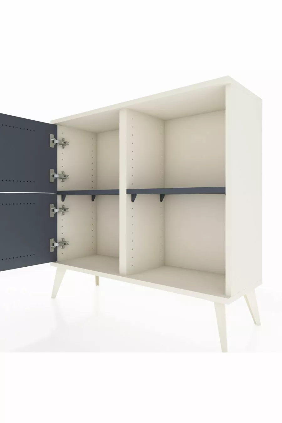 Commode Arges 2 étagères 2 portes Pierre de lune-Anthracite