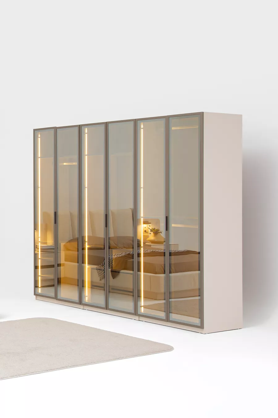 Ensemble de chambre à coucher Lumera avec portes en verre