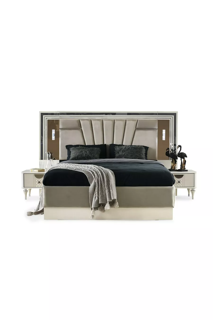 Ensemble de chambre à coucher Bahar en MDF avec sommier