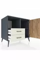 Commode Kronos à 2 étagères, 2 tiroirs, 1 porte, Anthracite-Sapin/Pierre de lune