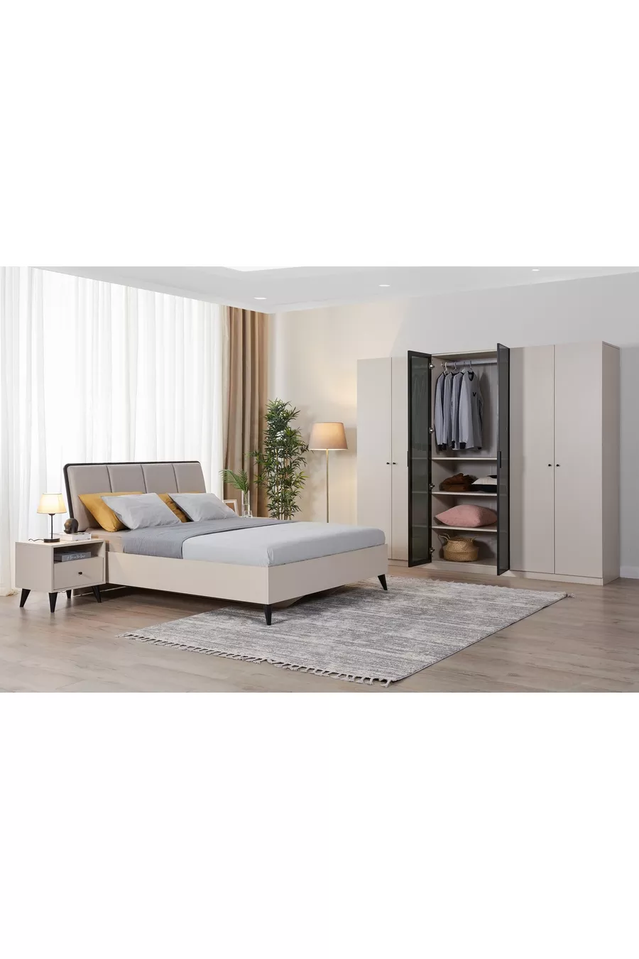 Ensemble de chambre Solina, Beige, 6 portes