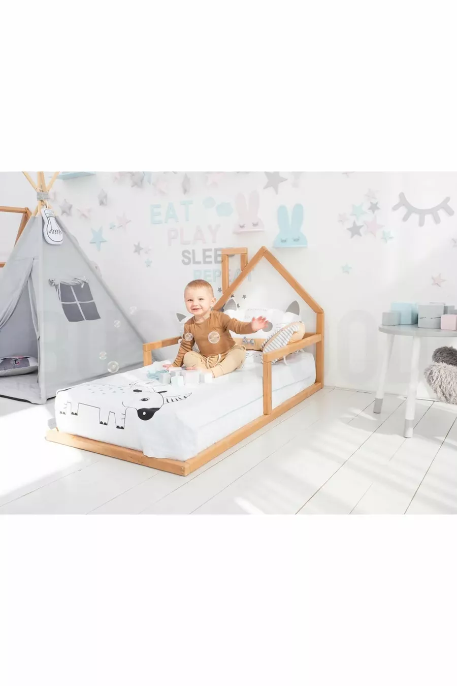 Lit Montessori en bois - Lit en bois massif - Lit pour enfants et bébés Montessori