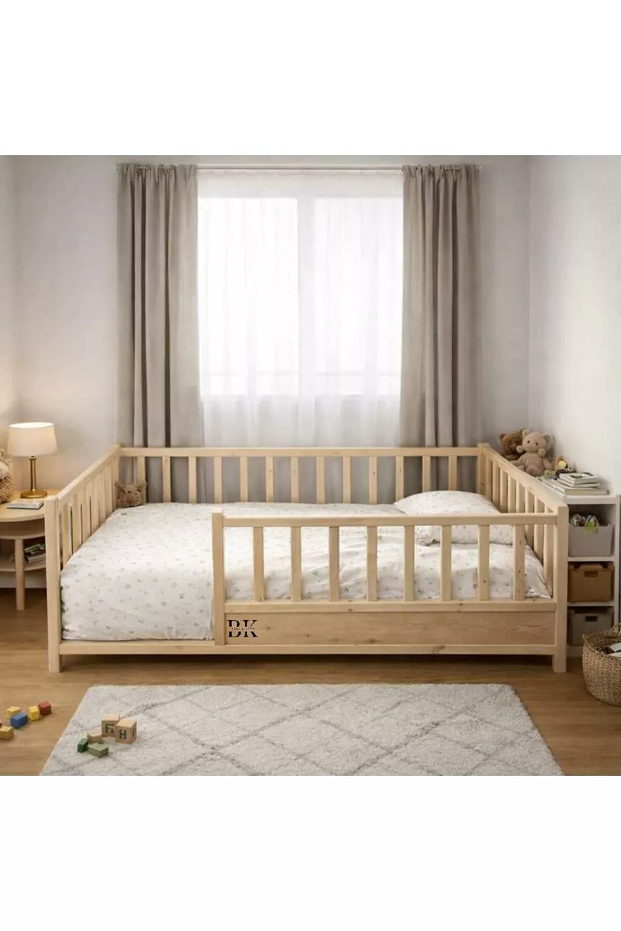 Lit Montessori pour bébé et enfant sans toit, couleur marron
