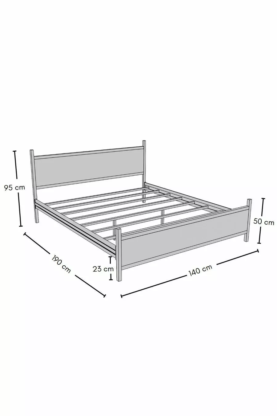 Lit double moderne GM en bois et métal, entièrement blanc