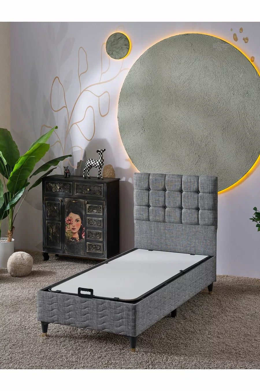 Ensemble Bengü pour une personne 3 pièces Lit + Sommier + Tête de lit
