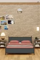 Gm Lit Double Moderne Bois et Métal Noir Anthracite Gris