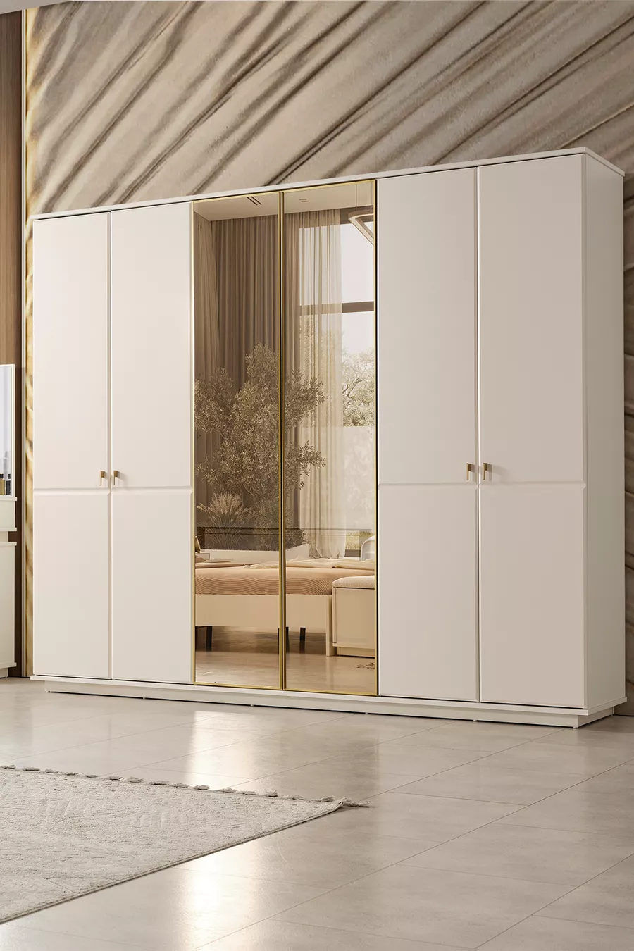 Ensemble de chambre à coucher moderne Masal Benchli à 6 portes