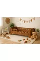 Lit Montessori en Noyer, MDF Noyer, Lit pour Enfant Sécurisé avec Détails en Bois