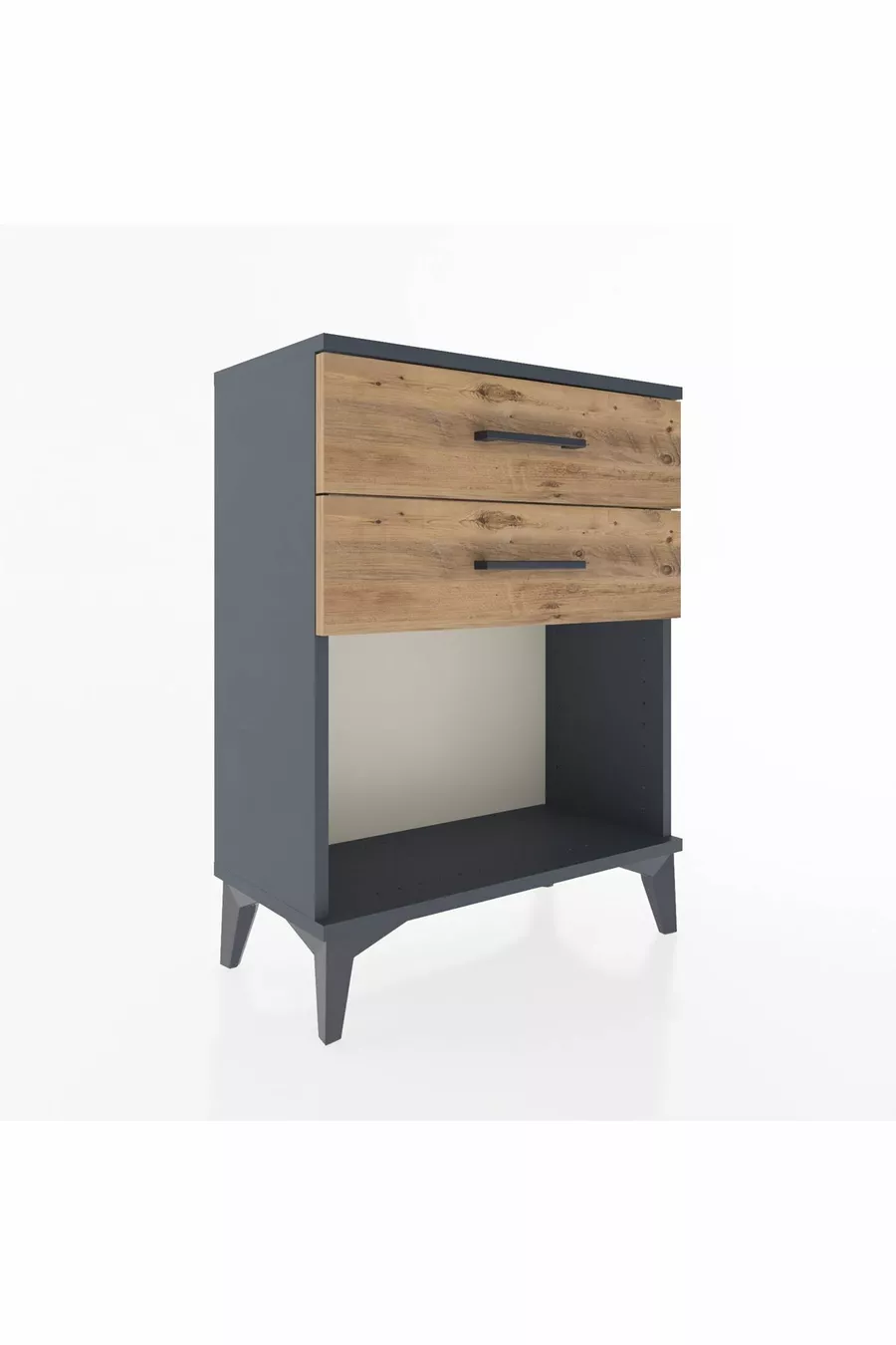 Chevet Arges 2 tiroirs Anthracite-Pin