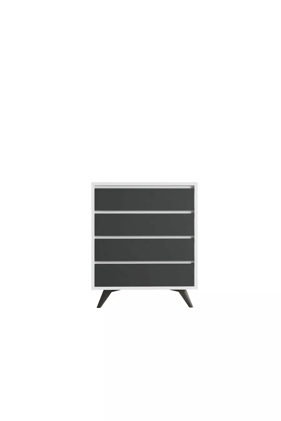 Commode Suvera 4 tiroirs Blanc-anthracite
