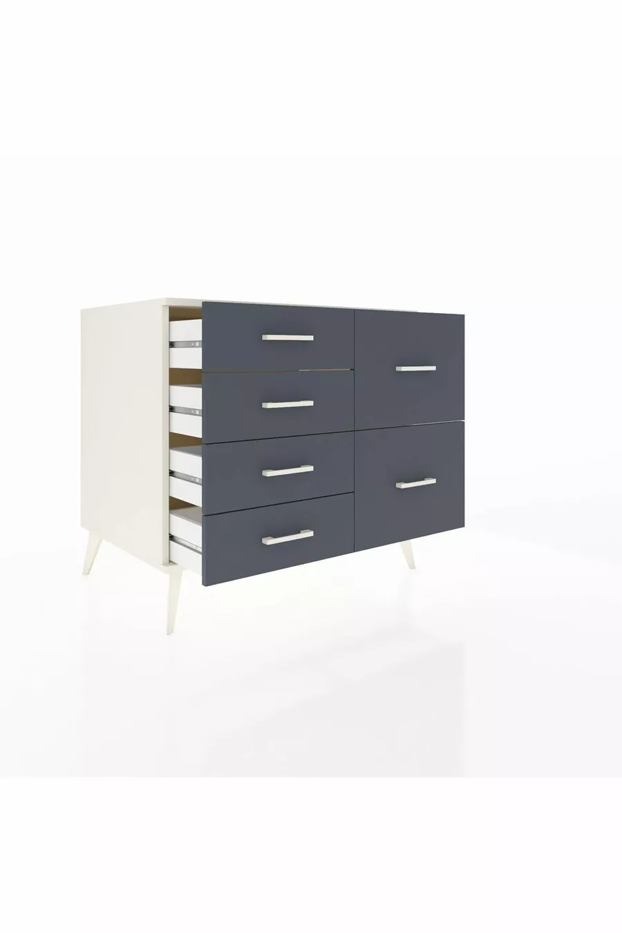 Commode Kronos 6 tiroirs Pierre de lune/Pierre de lune/Anthracite