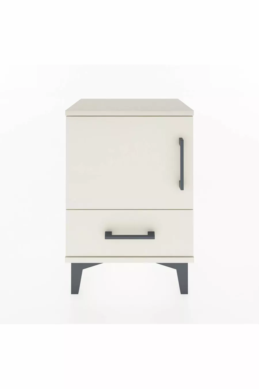 Table de chevet Arges à 2 étagères et 1 porte, couleur Pierre de Lune