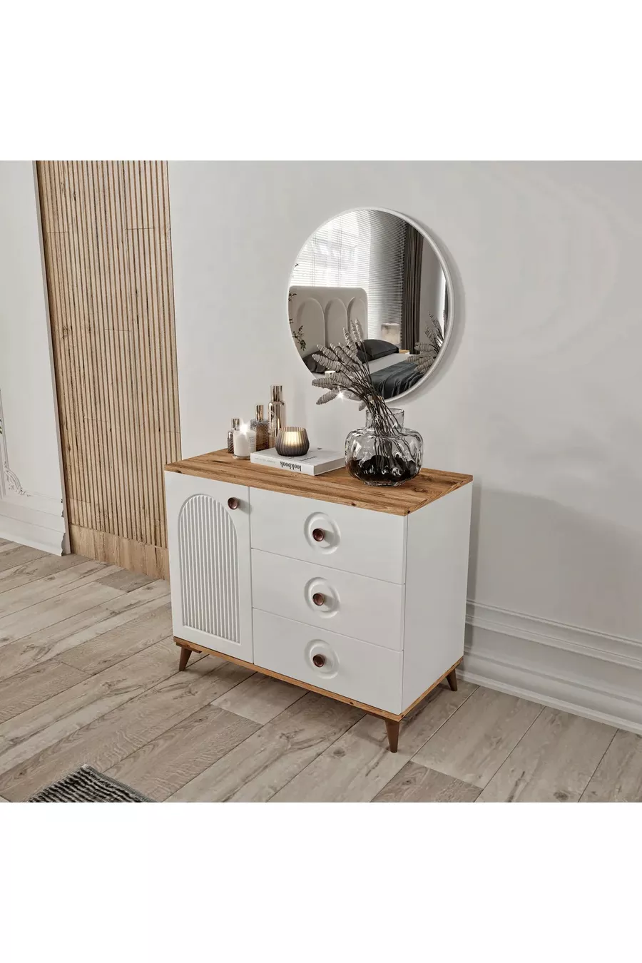 Montage Gratuit - Chambre à Coucher Complète en MDF Nevada avec 6 Portes
