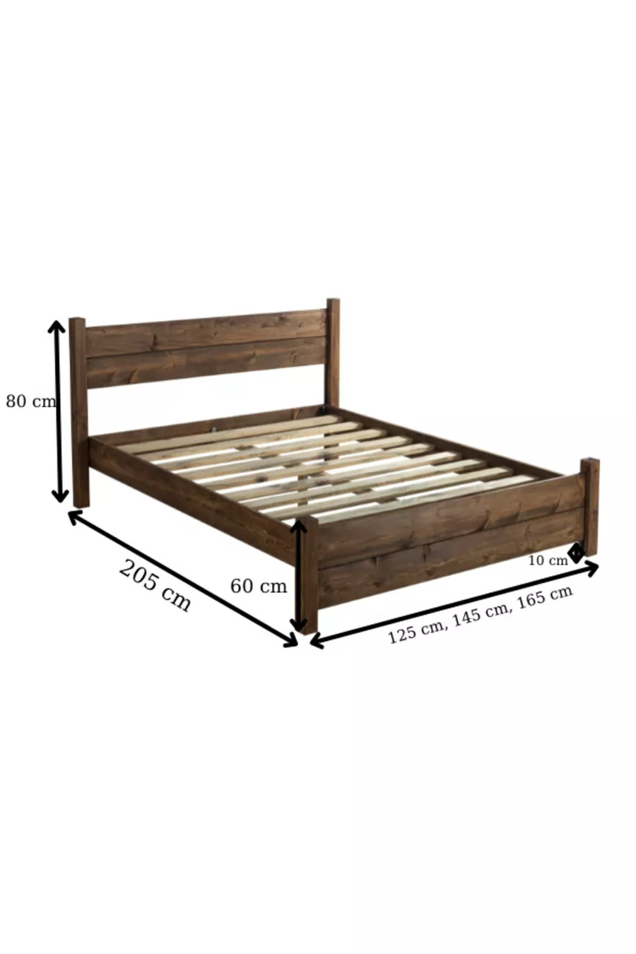 Lit double Ares en bois massif naturel
