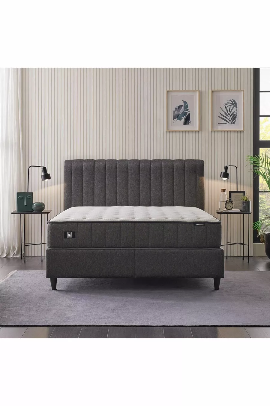 Lit Ionic Energy Pro - Base Lento - Ensemble Tête de Lit Somni 3 pièces - Noir