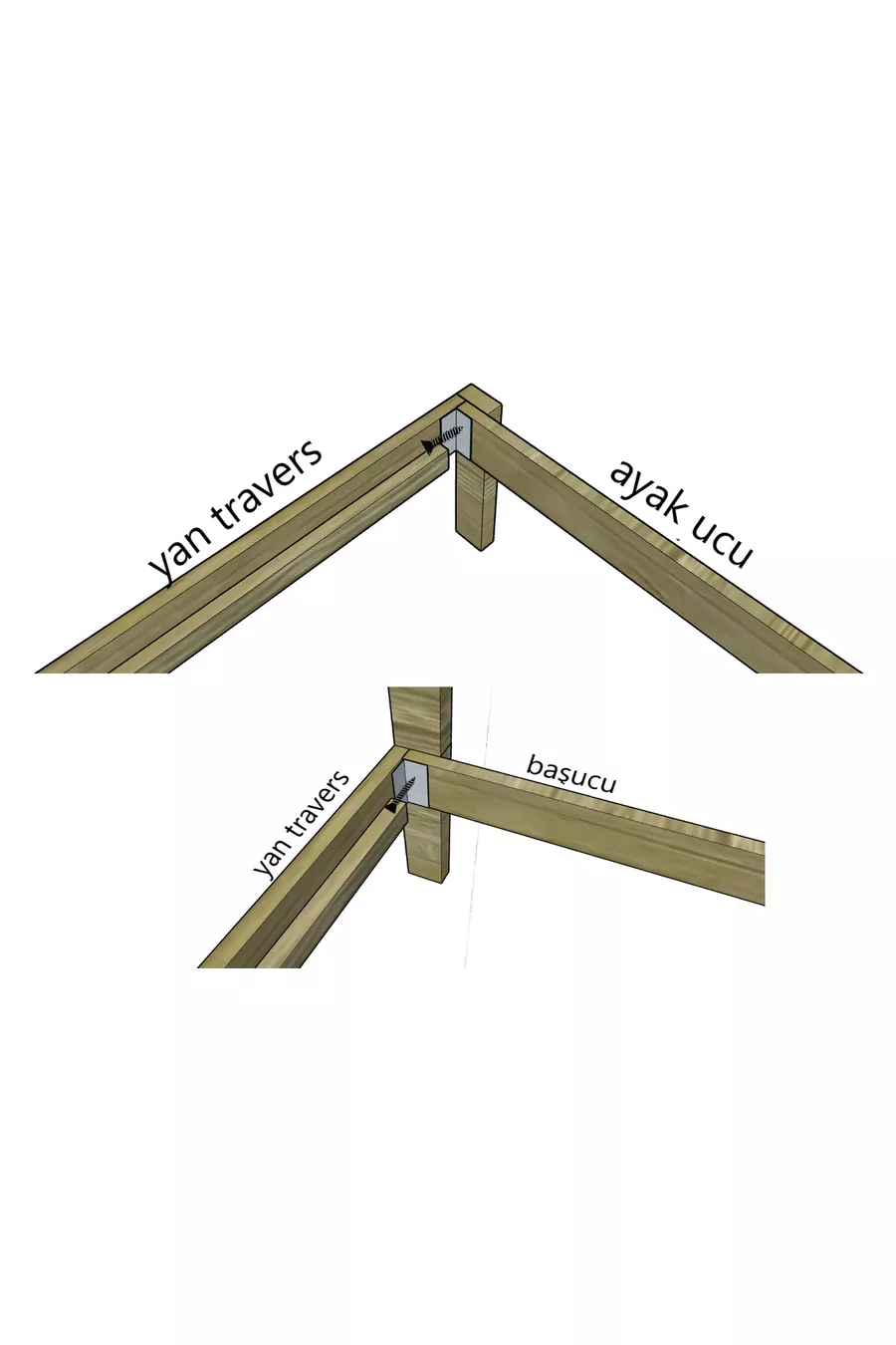 Lit en bois massif Bois naturel COULEUR NATURELLE