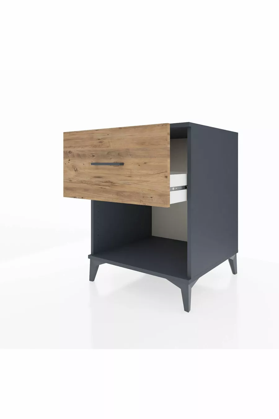 Chevet Kronos avec un tiroir unique Anthracite-Pin