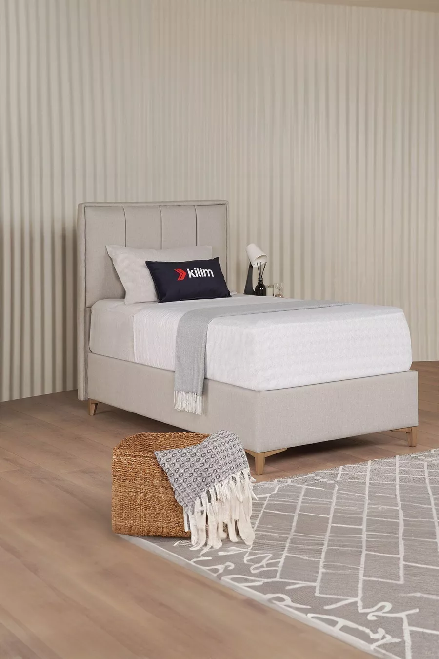 Lit coffre Gold Therapy Beige (TÊTE DE LIT ET MATELAS NON INCLUS)