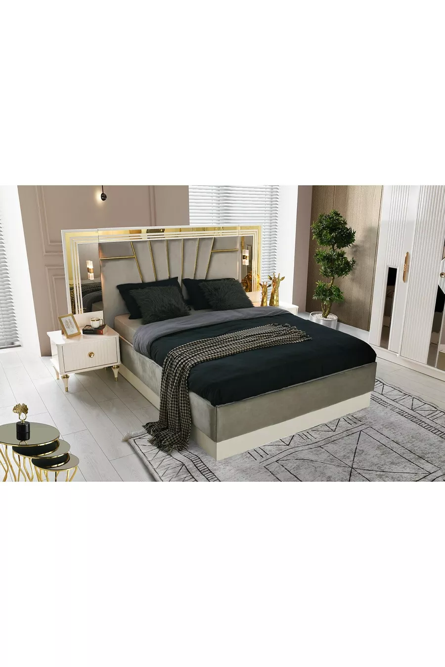 Ensemble de chambre à coucher Askar MDF avec sommier
